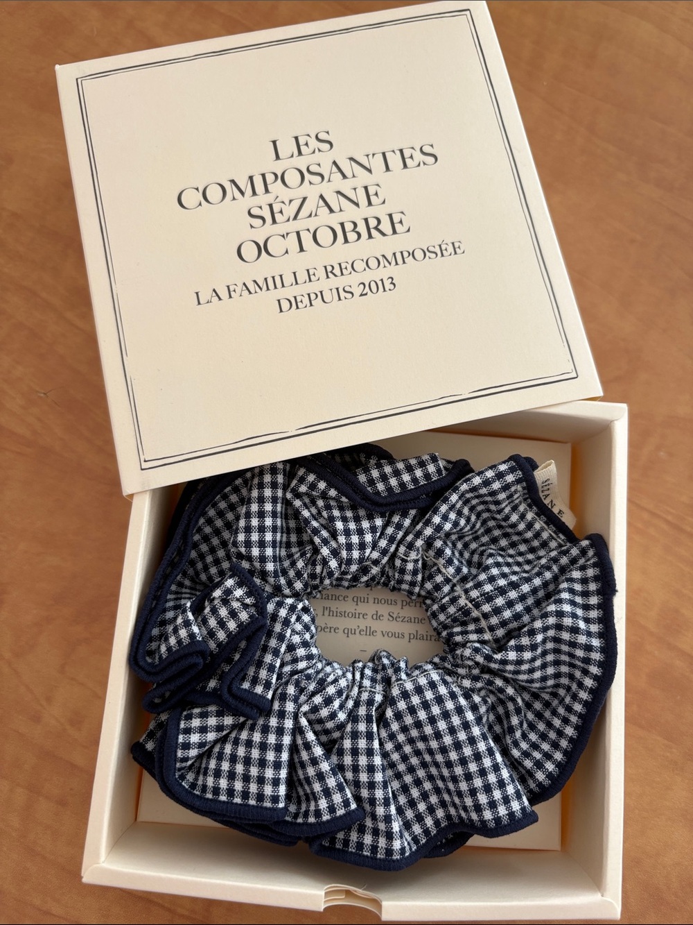 NEW Sezane Maxi Gingham Scrunchie - Navy